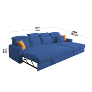 Gagnon LHS 6 Seater L Shape Corner Sofa Cum Bed for Living Room (Yellow Fabric) Premium Fabric Sofa