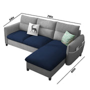 Andon 4 Seater L Shape Sofa Set for Living Room (Blue Grey Fabric) Right Side Sofa