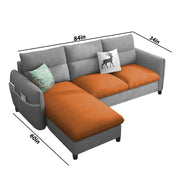 Andon 4 Seater L Shape Sofa Set for Living Room (Orange Grey Fabric) Left Side Sofa