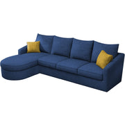 Shrank Round Lounger L Shape 6 Seater Sofa Set for Living Room (Blue) Fabric Sofa | LHS