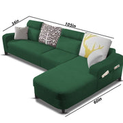 Amanda RHS 6 Seater L Shape,Sofa Set for Living Room (Green Fabric)