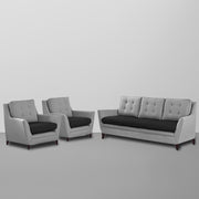 Slove 3 +1 + 1 Seater Sofa Set for Living Room | Color - Cream Black | Premium Fabric Sofa