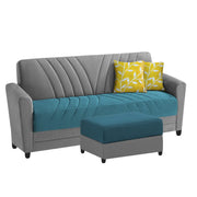 Francis 3 Seater Sofa Set with Ottoman for Living Room (Turquise Grey) Fabric