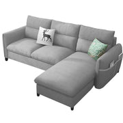 Andon 4 Seater L Shape Sofa Set for Living Room (Grey Fabric) Right Side Sofa
