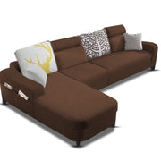 Amanda LHS 6 Seater L Shape,Sofa Set for Living Room (Brown Fabric)