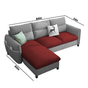 Andon 4 Seater L Shape Sofa Set for Living Room (Maroon Grey Fabric) Left Side Sofa