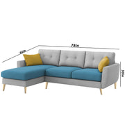 Lizel LHS 4 Seater L Shape Sofa Set with Center Table for Living Room (Turquise Grey Fabric) Premium Velvet Fabric Sofa