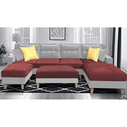 Casaliving Mallan RHS 8 Seater L Shape Sofa Set with Ottoman for Living Room (Blue Grey Fabric)