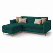 Casaliving Daxos 4 Seater L Shape Sofa Set with Movable Ottoman | Flexible Left or Right Layout | Cozy Velvet Fabric | Soft Touch Seating | Modern Designer Sofa for Living Room (Black)