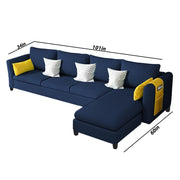 Asser RHS 6 Seater L Shape Sofa Set for Living Room (Blue) Premium Fabric Sofa
