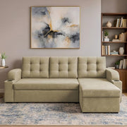 Grance LHS 4 Seater Corner Sofa Cum Bed for Living Room (Black Fabric) Premium Fabric Sofa