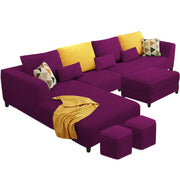 Minta LHS 8 Seater L Shape Sofa Set with Ottoman & 2 Puffy for Living Room (Green Fabric)