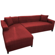 Atlanci 6 Seater L Shape Sofa Set for Living Room (Maroon Fabric) Left Side