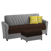 Francis 3 Seater Sofa Set with Ottoman for Living Room (Brown Grey) Fabric