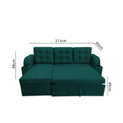 Grance LHS 4 Seater Corner Sofa Cum Bed for Living Room (Black Fabric) Premium Fabric Sofa