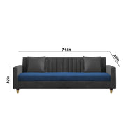 Garcia 3 Seater Sofa Set for Living Room (Blue Black Colour) Premium Fabric Sofa