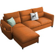 Andon 4 Seater L Shape Sofa Set for Living Room (Orange Fabric) Left Side Sofa