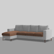 Charmi LHS 6 Seater L Shape Sofa Set for Living Room (Brown Grey Fabric) Premium Fabric Sofa