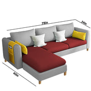 Asser LHS 4 Seater L Shape Sofa Set for Living Room (Maroon Grey) Premium Fabric Sofa