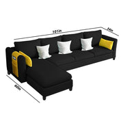 Asser LHS 6 Seater L Shape Sofa Set for Living Room (Black) Premium Fabric Sofa