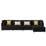 Salina LHS 6 Seater L Shape Sofa Set for Living Room (Black) Premium Fabric Sofa