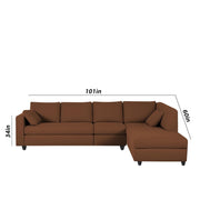 Dorian RHS 6 Seater L Shape Sofa Set for Living Room (Brown Fabric) Premium Fabric Sofa