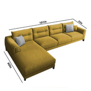 Hazer 6 Seater Sofa Set for Living Room (Yellow Fabric) Left Side Sofa