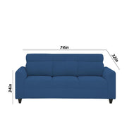 Marco 3 Seater Sofa Set for Living Room (Blue Colour) Premium Fabric Sofa