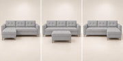 Casaliving Flexora Modern Velvet Fabric Upholstered 3 Seater Sofa Set with Ottoman for Living Room, Premium Velvet Fabric Sofa (Black Colour)