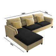 Delton LHS 4 Seater L Shape Sofa Set for Living Room (Cream Black) Premium Fabric