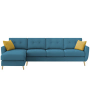 Lizel LHS 6 Seater L Shape Sofa Set with Center Table for Living Room (Turquise Fabric) Premium Velvet Fabric Sofa