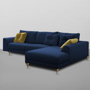 Viva RHS 6 Seater L Shape Sofa Set for Living Room (Blue) Premium Fabric Sofa