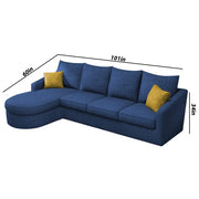 Shrank Round Lounger L Shape 6 Seater Sofa Set for Living Room (Blue) Fabric Sofa | LHS
