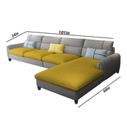 Francis 6 Seater Sofa Set for Living Room (Yellow Grey Fabric) Right Side Sofa