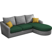 Shrank Round Lounger L Shape 4 Seater Sofa Set for Living Room (Green Grey) Fabric Sofa | RHS