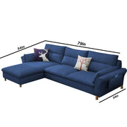 Hudson 4 Seater L Shape Sofa Set for Living Room (Dark Blue Fabric) Left Side