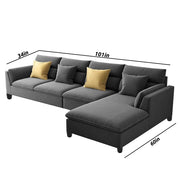 Delton RHS 6 Seater L Shape Sofa Set for Living Room (Dark Grey) Premium Fabric