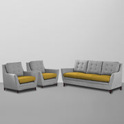 Slove 3 +1 + 1 Seater Sofa Set for Living Room | Color - Cream Black | Premium Fabric Sofa