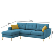 Lizel LHS 4 Seater L Shape Sofa Set for Living Room (Turquise Fabric) Premium Velvet Fabric Sofa