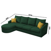 Shrank Round Lounger L Shape 6 Seater Sofa Set for Living Room (Green) Fabric Sofa | LHS