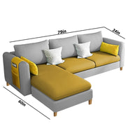 Asser LHS 4 Seater L Shape Sofa Set for Living Room (Yellow Grey) Premium Fabric Sofa