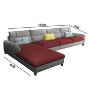 Francis 6 Seater Sofa Set for Living Room (Maroon Grey Fabric) Left Side Sofa