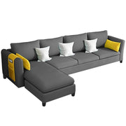 Asser LHS 6 Seater L Shape Sofa Set for Living Room (Dark Grey) Premium Fabric Sofa