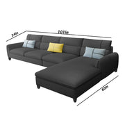 Francis 6 Seater Sofa Set for Living Room (Black Fabric) Right Side Sofa