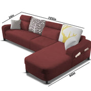 Amanda RHS 6 Seater L Shape,Sofa Set for Living Room (Maroon Fabric)