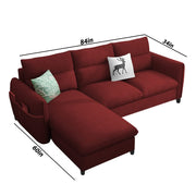 Andon 4 Seater L Shape Sofa Set for Living Room (Maroon Fabric) Left Side Sofa