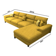 Anver 5 Seater L Shape Sofa Set for Living Room (Yellow) Right Side