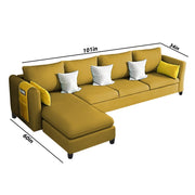 Asser LHS 6 Seater L Shape Sofa Set for Living Room (Yellow) Premium Fabric Sofa