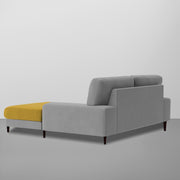 Latieo RHS 2 Seater Lounger L Shape Sofa Set for Living Room (Yellow Grey) Premium Fabric Sofa