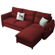 Andon 4 Seater L Shape Sofa Set for Living Room (Maroon Fabric) Right Side Sofa